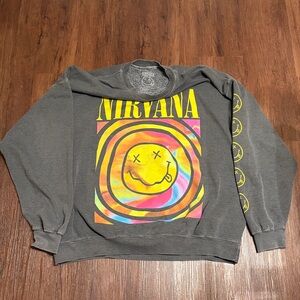Nirvana sweatshirt oversized women size s/m grat smiley face EUC